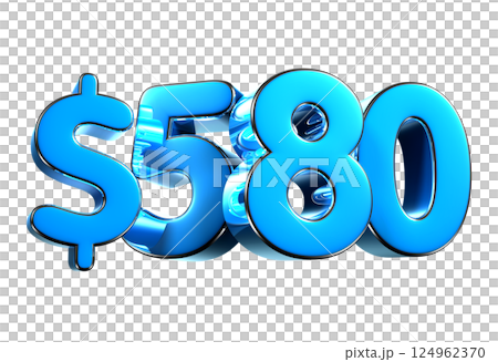 580 dollers blue 3d illustration. 580 dollers blue 3d illustration. 124962370