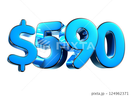 590 dollers blue 3d illustration. 124962371