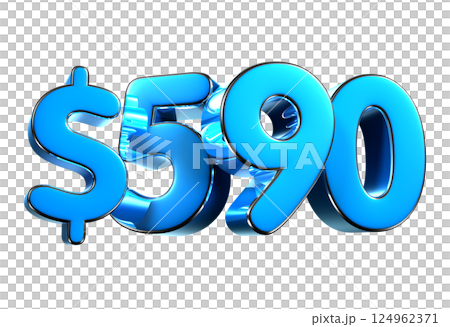 590 dollers blue 3d illustration. 124962371