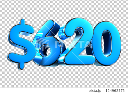 620 dollers blue 3d illustration. 620 dollers blue 3d illustration. 124962373