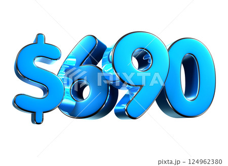 690 dollers blue 3d illustration. 690 dollers blue 3d illustration. 124962380