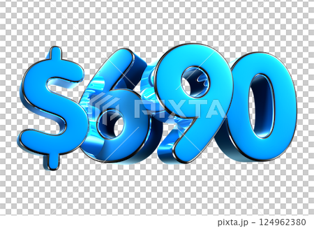 690 dollers blue 3d illustration. 690 dollers blue 3d illustration. 124962380