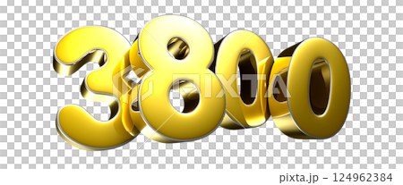 Golden number 3800 3D illustration Golden number 3800 3D illustration 124962384