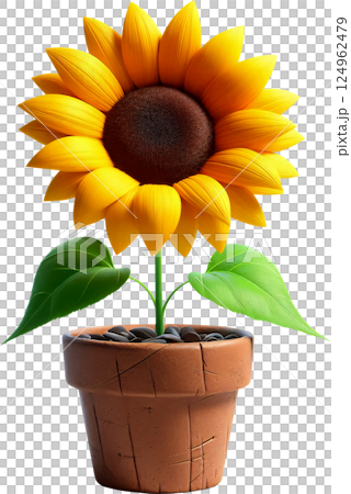 3D Cartoon style potted flowers, Cartoon style potted flowers, Flowers and plants in pots 124962479