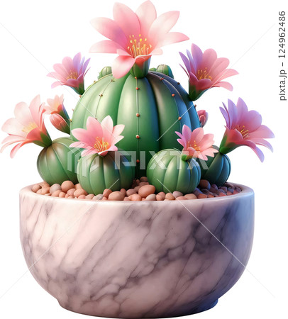 3D Cartoon style potted flowers, Cartoon style potted flowers, Flowers and plants in pots 124962486