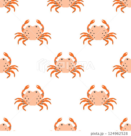 seamless pattern of cartoon crab 124962528