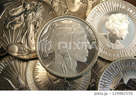 United States Pure Silver Bullion with Indian. Investment coins. 124962559