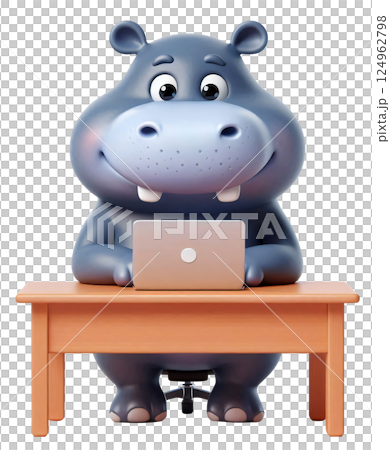 3D hippo cartoon, hippo cartoon, Pygmy hippo 3D hippo cartoon, hippo cartoon, Pygmy hippo 124962798