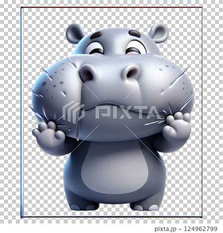 3D hippo cartoon, hippo cartoon, Pygmy hippo 3D hippo cartoon, hippo cartoon, Pygmy hippo 124962799