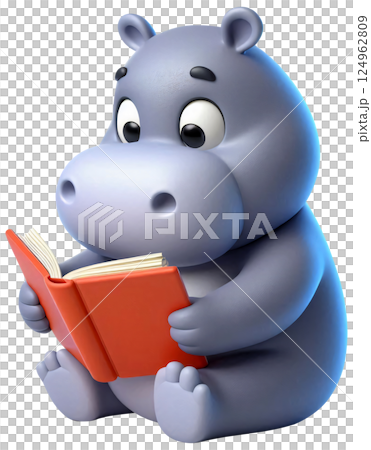 3D hippo cartoon, hippo cartoon, Pygmy hippo 124962809