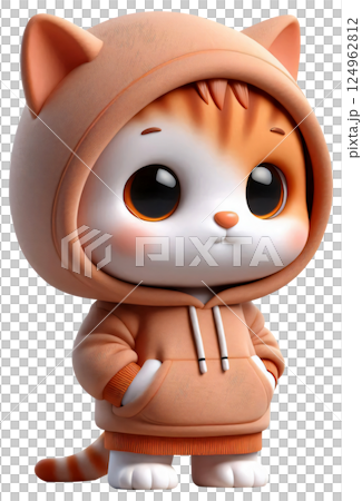 3D Cat Cartoon, Cat Cartoon, Cute Kitten 124962812