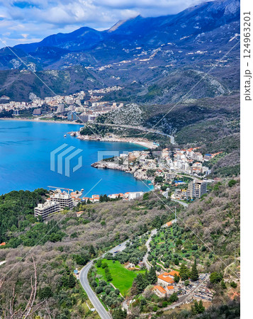 Aerial View of Road and Houses in Montenegro 124963201