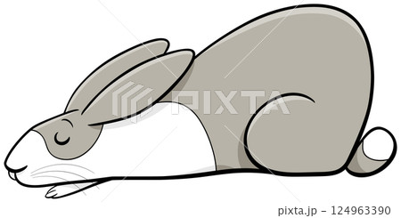 cartoon lying miniature rabbit animal character sleeping 124963390