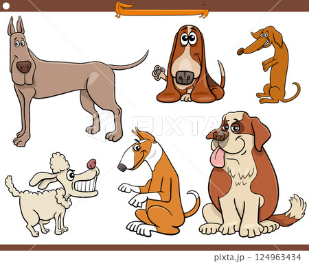 cartoon purebred dogs and puppies comic animal characters set cartoon purebred dogs and puppies comic animal characters set 124963434