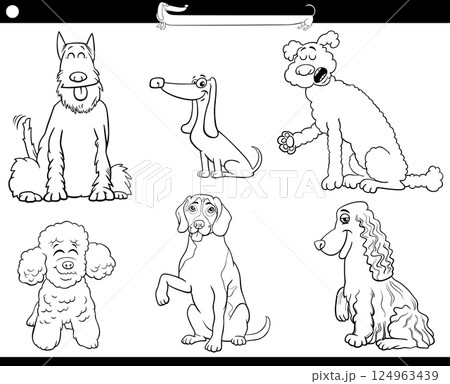 cartoon purebred dogs comic animal characters set coloring page cartoon purebred dogs comic animal characters set coloring page 124963439
