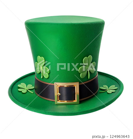 Green hat with clover, isolated on transparent background Green hat with clover, isolated on transparent background 124963643