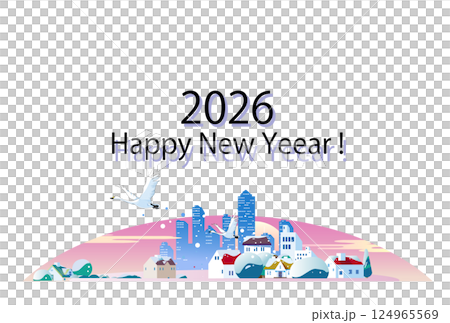 2026 新年模板，雪鄉的早晨 124965569
