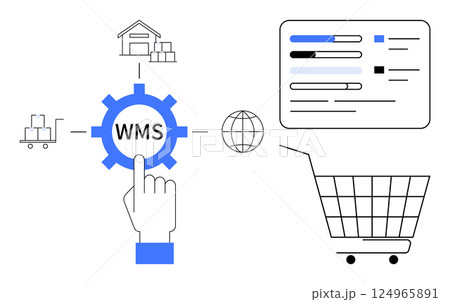 Hand pointing to WMS icon, connected icons...のイラスト素材 [124965891] - PIXTA