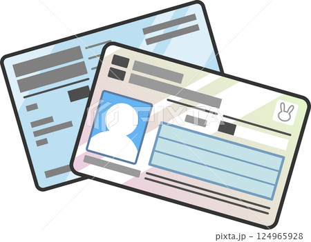 マイナンバーカードと保険証が重なったベクターイラスト　マイナ保険証　一体化　紐付け　カラーアイコン 124965928