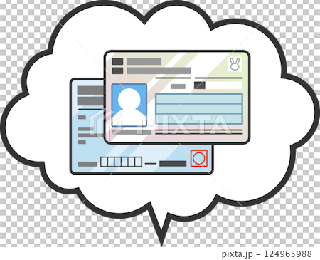 Illustration of My Number card and insurance card in a speech bubble My Number Insurance Card Integration Linking Vector Icon 124965988