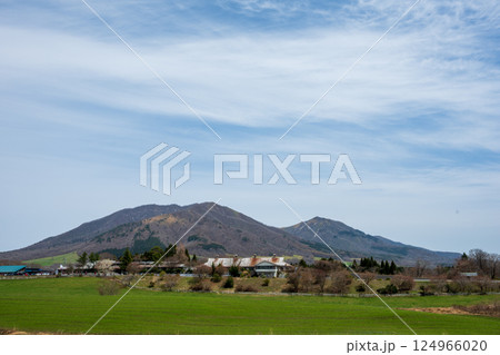 日本の岡山県真庭市の蒜山高原の美しい春の風景 日本の岡山県真庭市の蒜山高原の美しい春の風景 124966020