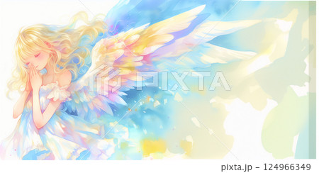 囁く天使。水彩画。イラスト。 124966349