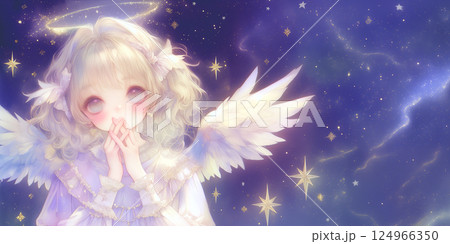 囁く天使。水彩画。イラスト。 124966350