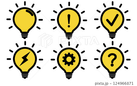 点灯した電球のイラスト 点灯した電球のイラスト 124966871