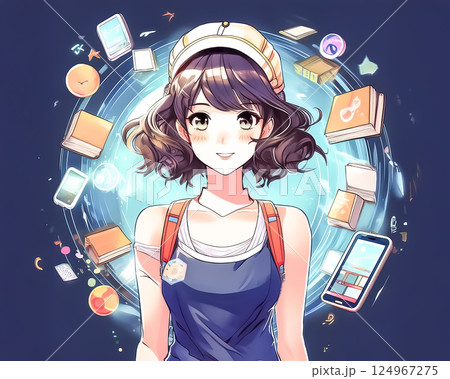 学生イメージ　女子学生といろいろなグッズ 124967275