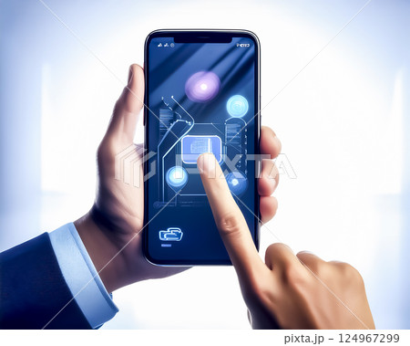 スマートフォンアプリの利用シーンのイメージ素材 124967299