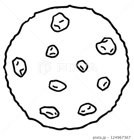 シンプルな手描きのチョコチップクッキーの線画イラスト 124967367