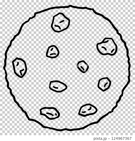シンプルな手描きのチョコチップクッキーの線画イラスト 124967367