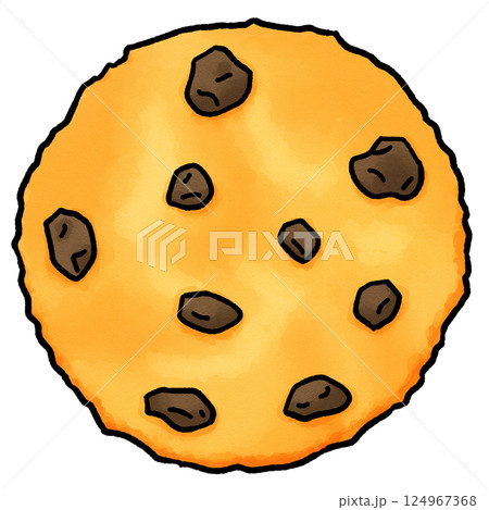 シンプルな手描きのプレーンチョコチップクッキーのイラスト 124967368