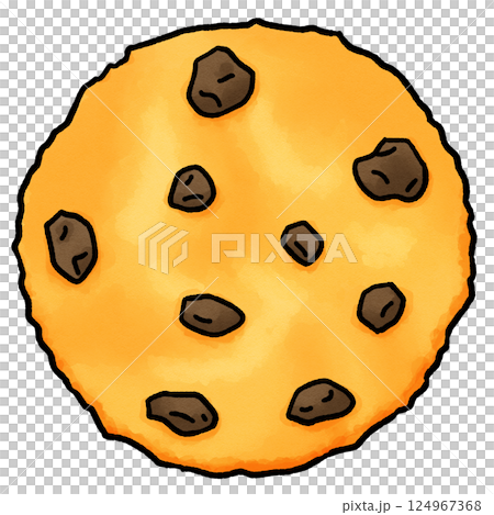 シンプルな手描きのプレーンチョコチップクッキーのイラスト 124967368