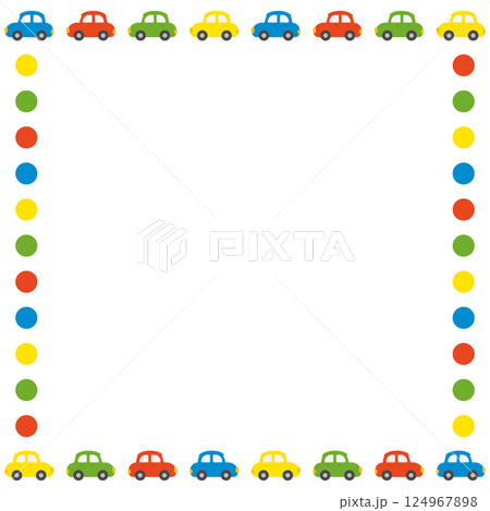 ポップな車のフレーム 正方形 ポップな車のフレーム 正方形 124967898