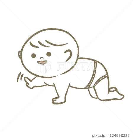 ハイハイする赤ちゃん　笑顔 124968225