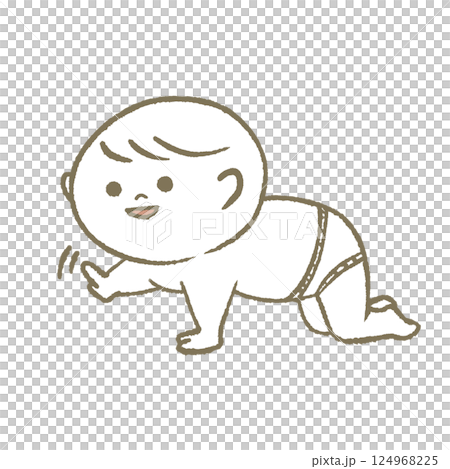 ハイハイする赤ちゃん　笑顔 124968225