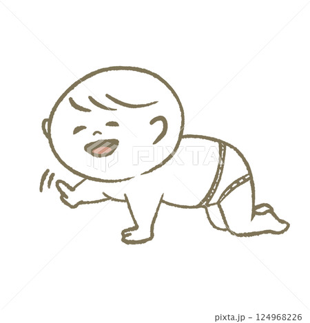 ハイハイする赤ちゃん　笑顔 124968226