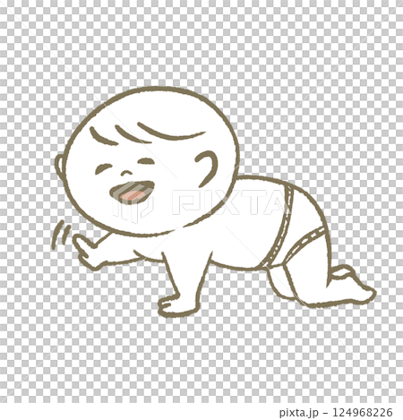 ハイハイする赤ちゃん　笑顔 124968226