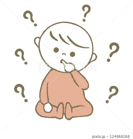 考える赤ちゃん　ピンク 124968268