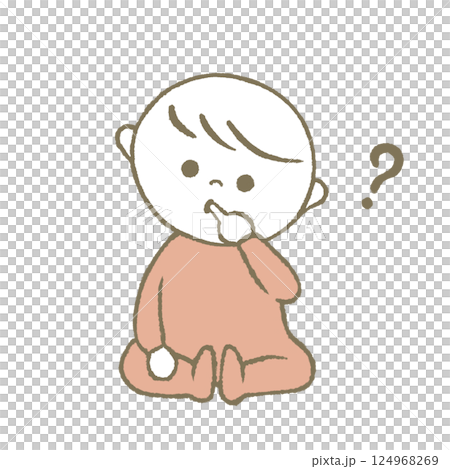 考える赤ちゃん　ピンク 124968269