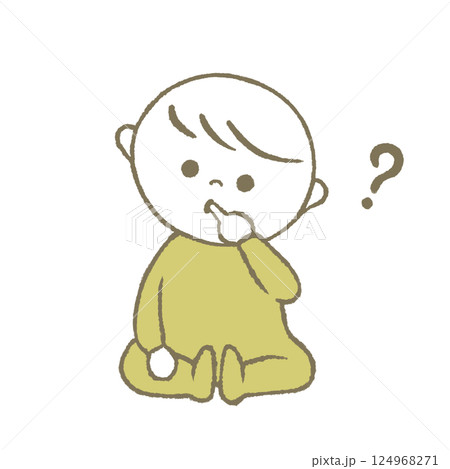 考える赤ちゃん　黄色 124968271