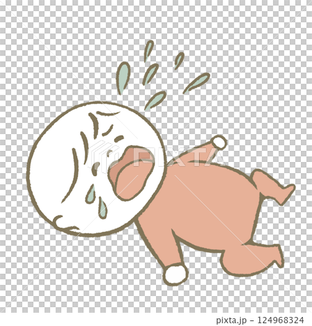 Baby lying down and crying pink Baby lying down and crying pink 124968324