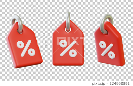 sale tag label discount 3D icon 124968891