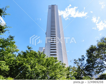 緑とタワーマンションのある都市風景 緑とタワーマンションのある都市風景 124969208