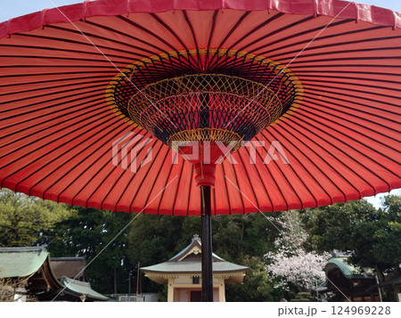 Red parasol at restshop 赤い和傘のあるお休み処・甘味処(春の歌会・観桜会) Red parasol at restshop 赤い和傘のあるお休み処・甘味処(春の歌会・観桜会) 124969228
