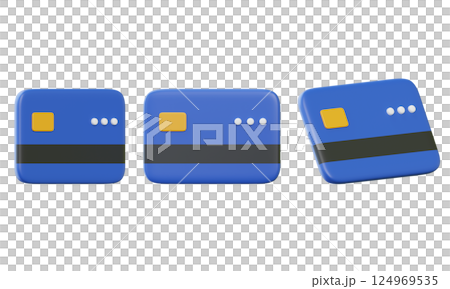 blue credit card 3D icon blue credit card 3D icon 124969535