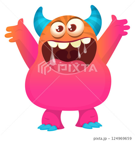 Angry cartoon monster. Vector illustration for Halloween Angry cartoon monster. Vector illustration for Halloween 124969659