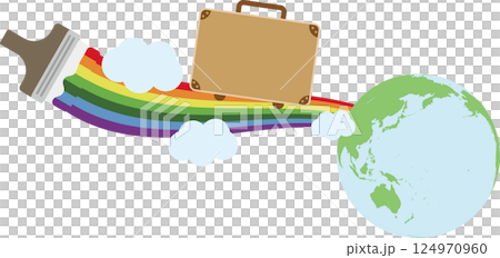 Rainbow Road and Earth, a Suitcase of Travel and Learning - Illustrations for Education, Business, and Fantasy Rainbow Road and Earth, a Suitcase of Travel and Learning - Illustrations for Education, Business, and Fantasy 124970960