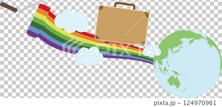 Rainbow Road and Earth, a Suitcase of Travel and Learning - Illustrations for Education, Business, and Fantasy 124970961